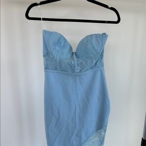 Fashion Nova Light Blue Lace Mini Dress